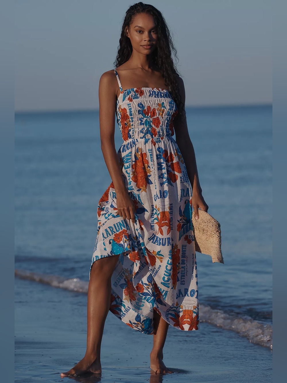 NWT FARM Rio x Anthropologie Smocked Printed Maxi Dress L
